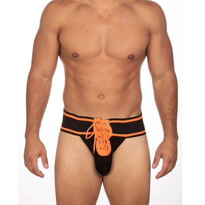 Orange Vintage Lace Up Athletic Jockstrap product view