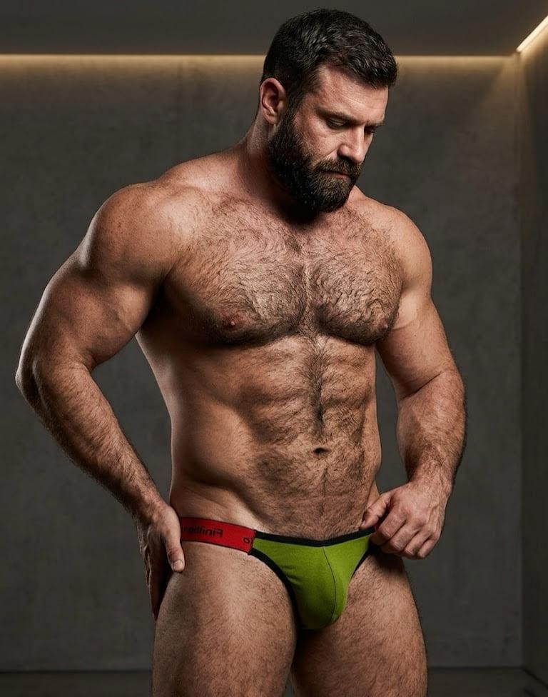 Green Soft Cotton U Pouch Open Back Jockstrap front view