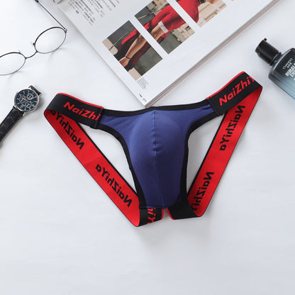 Additional product view of blue Soft Cotton U Pouch Open Back Jockstrap