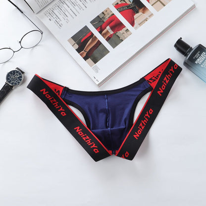 Blue Soft Cotton U Pouch Open Back Jockstrap flat lay