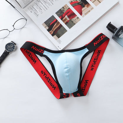 Flat lay of blue Soft Cotton U Pouch Open Back Jockstrap