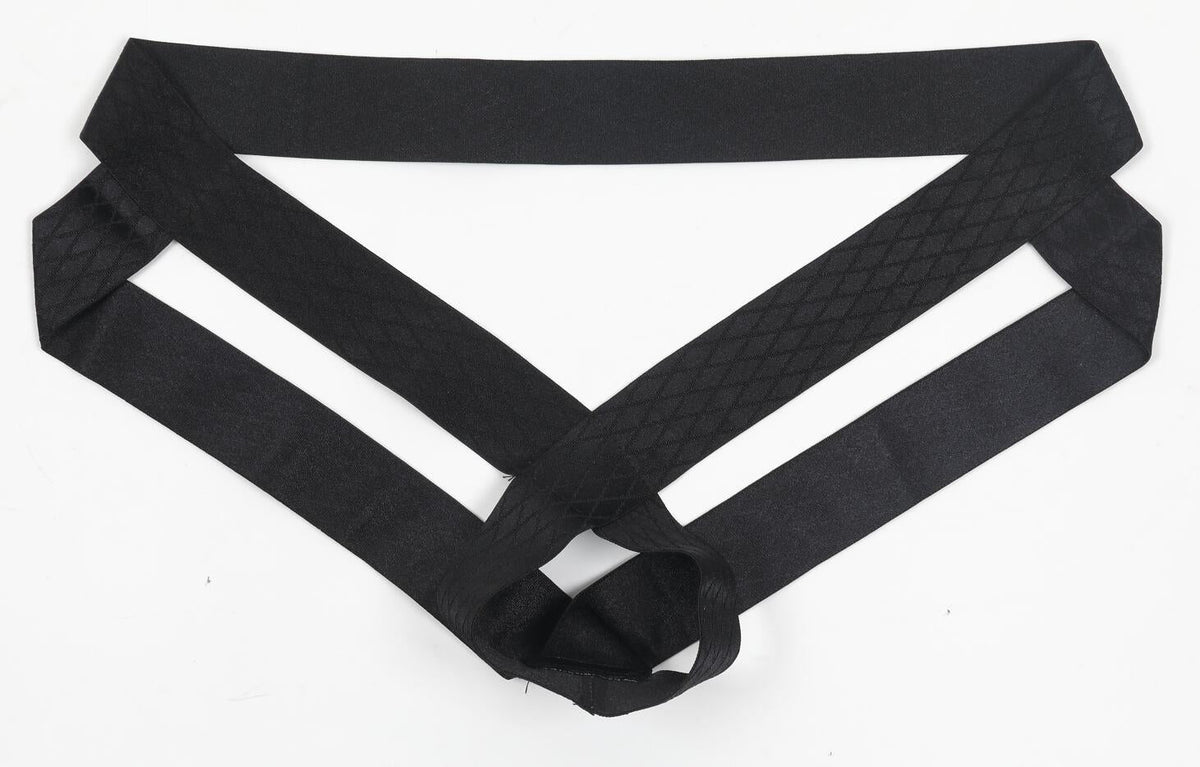 Black Hollow Out Strap Bare Jockstrap flat lay