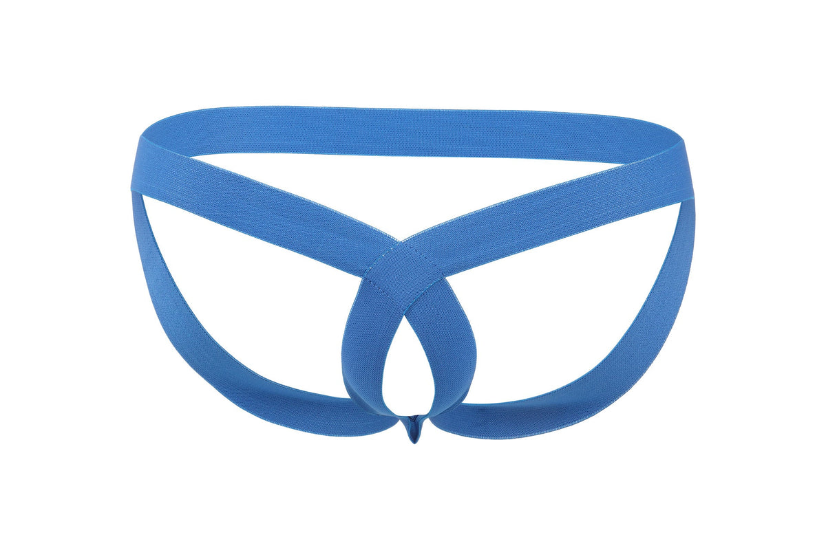 Blue Hollow Out Strap Bare Jockstrap front view