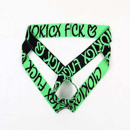 Green Hollow Out Strap Bare Jockstrap flat lay