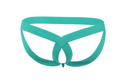 Green Hollow Out Strap Bare Jockstrap front view