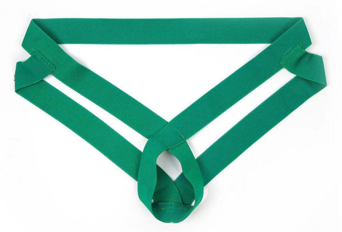 Flat lay of green Hollow Out Strap Bare Jockstrap