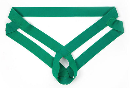 Flat lay of green Hollow Out Strap Bare Jockstrap