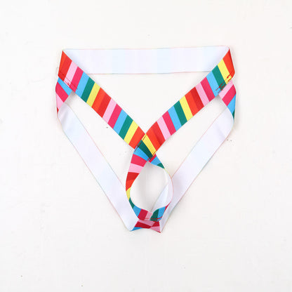Rainbow Hollow Out Strap Bare Jockstrap flat lay