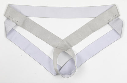 Silver Hollow Out Strap Bare Jockstrap flat lay