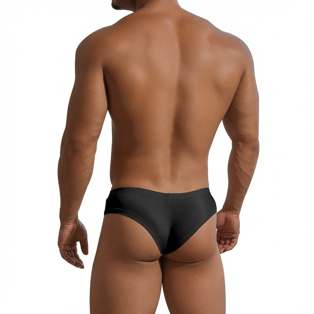 Rear view of black Cheeky Micro Modal Low Rise Briefs