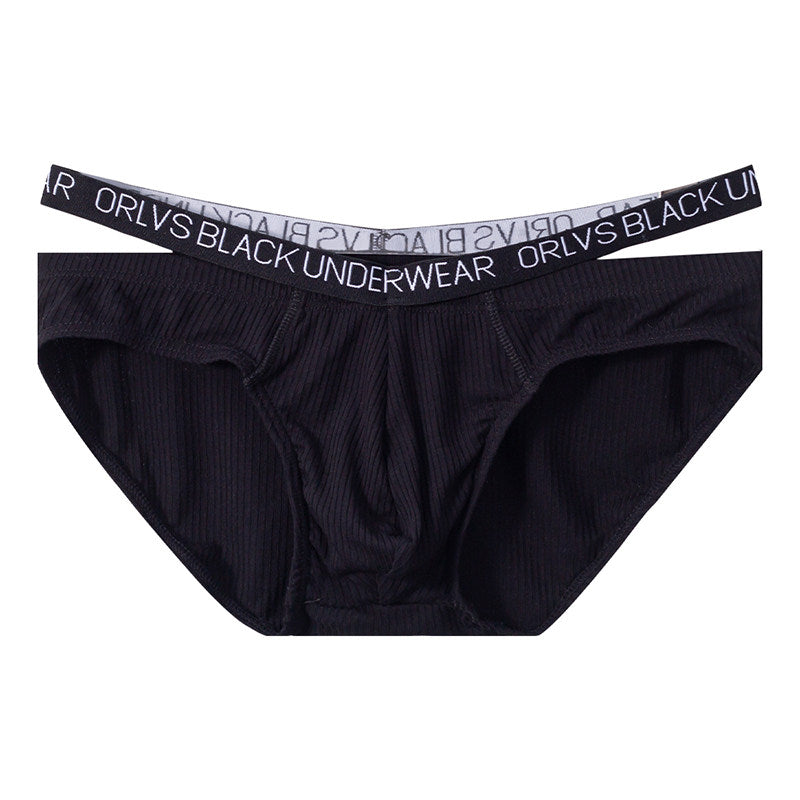 Detailed flat lay showing black Ribbed Cotton Low Rise Briefs