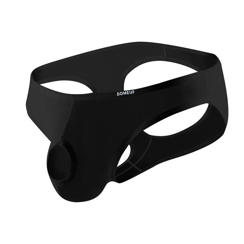 Black Open Back Cutout U Pouch Brief product view