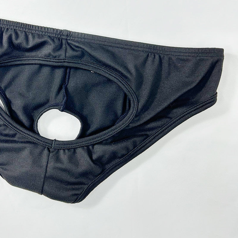 Flat lay of black Open Back Cutout U Pouch Brief
