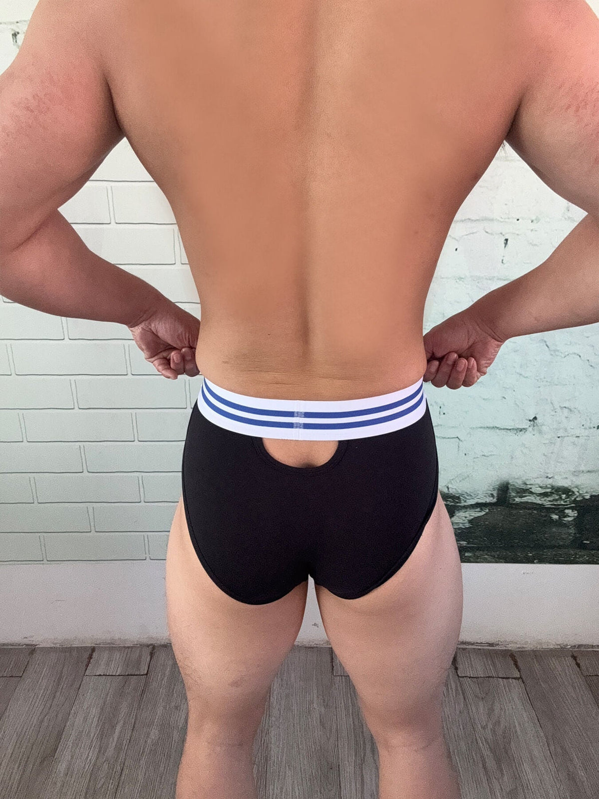 Model View of black Modal Front and Back Keyhole Brief