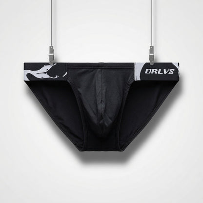 High Cut Modal Contour Pouch Briefs in black shown in flat lay
