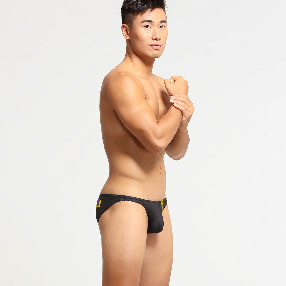 Alternate side view of black Varsity Back Print Silky Low Rise Briefs