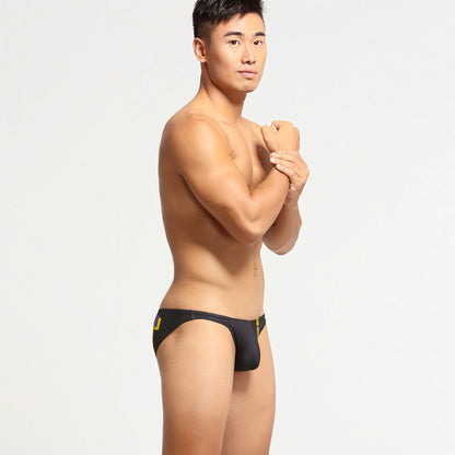Alternate side view of black Varsity Back Print Silky Low Rise Briefs