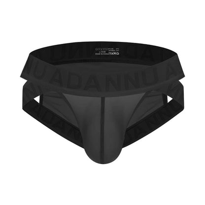 Black Oversized Pouch Wide Waistband Jockstrap front view