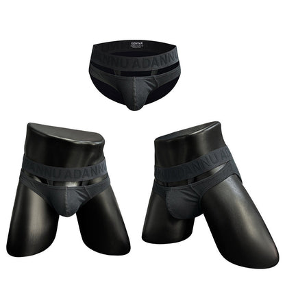 Black Ribbed Cotton Strap Window Brief product view