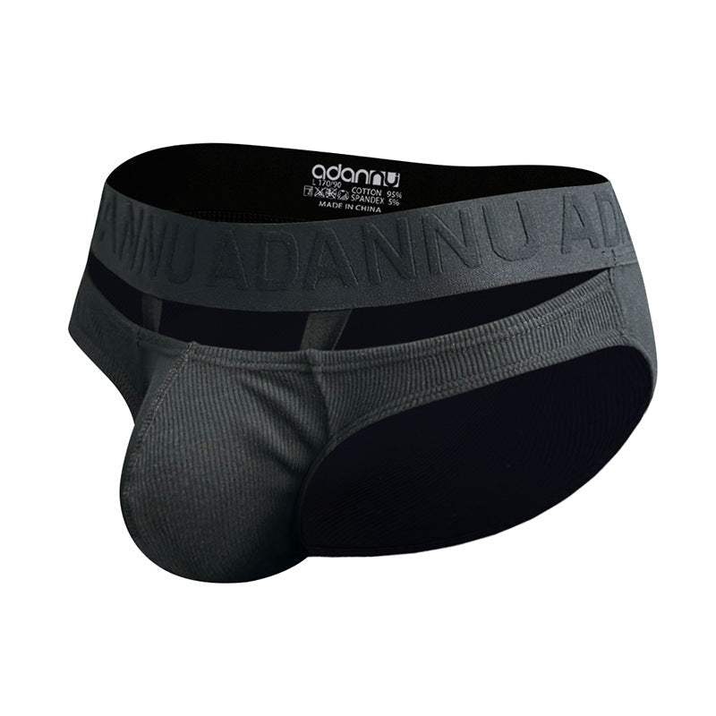 Black Ribbed Cotton Strap Window Brief side view