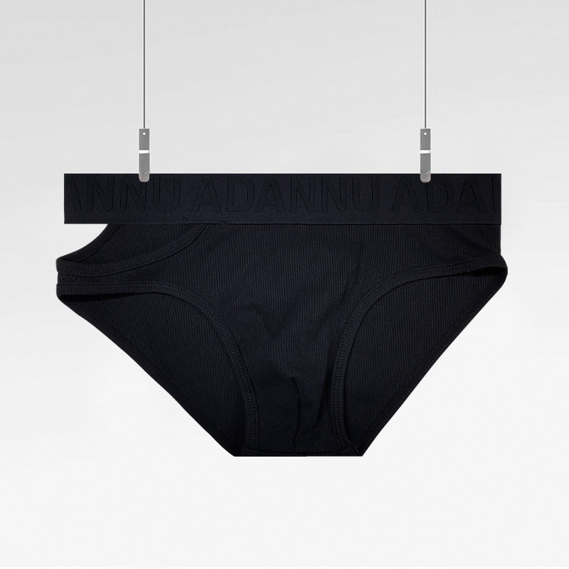 Side Cut Out Cotton Low Rise Briefs in black shown in flat lay