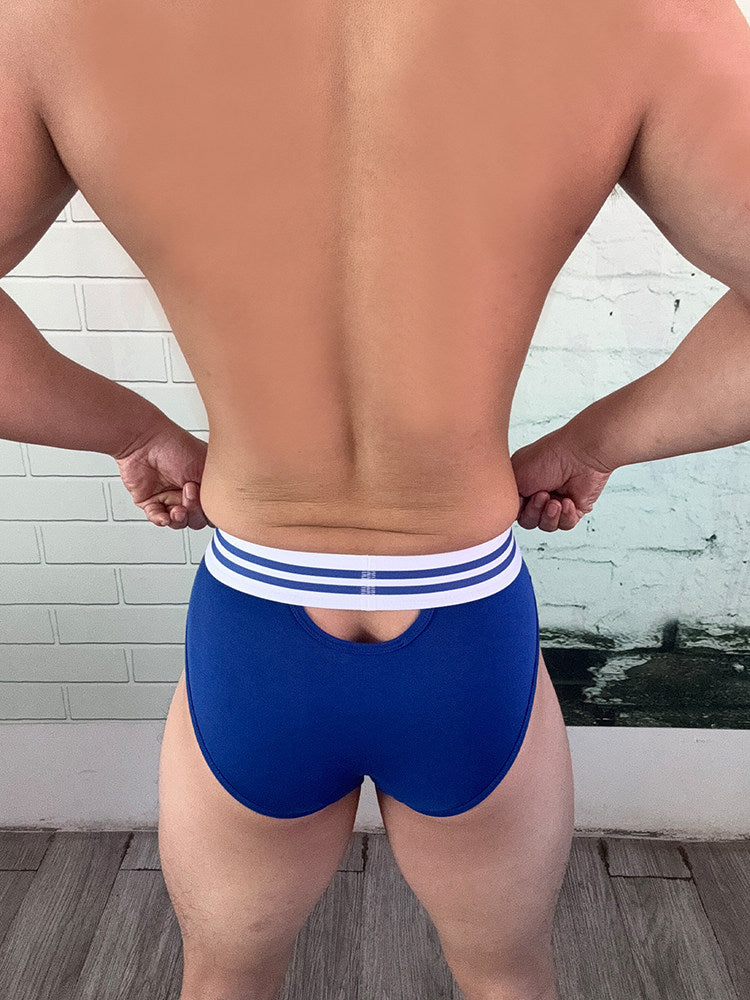 Blue Modal Front and Back Keyhole Brief model view