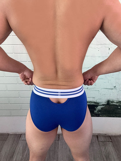 Blue Modal Front and Back Keyhole Brief model view