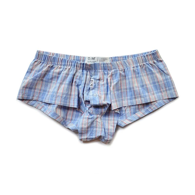 Blue Plaid Cotton Low Rise Short Boxers flat lay