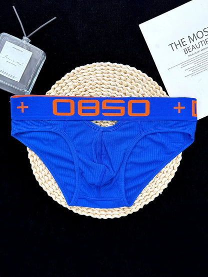 Blue Cotton Pouch Cutout Low Rise Brief flat lay