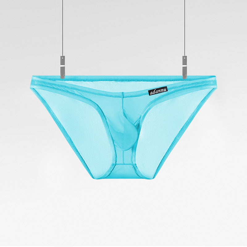 Blue Transparent Low Rise Contour Pouch Brief flat lay