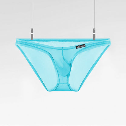 Blue Transparent Low Rise Contour Pouch Brief flat lay