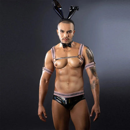 Bunny Harness Wet Look Costume Set product view