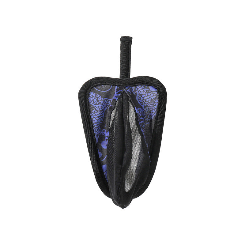 Blue Dragon Phoenix Mesh C String front view
