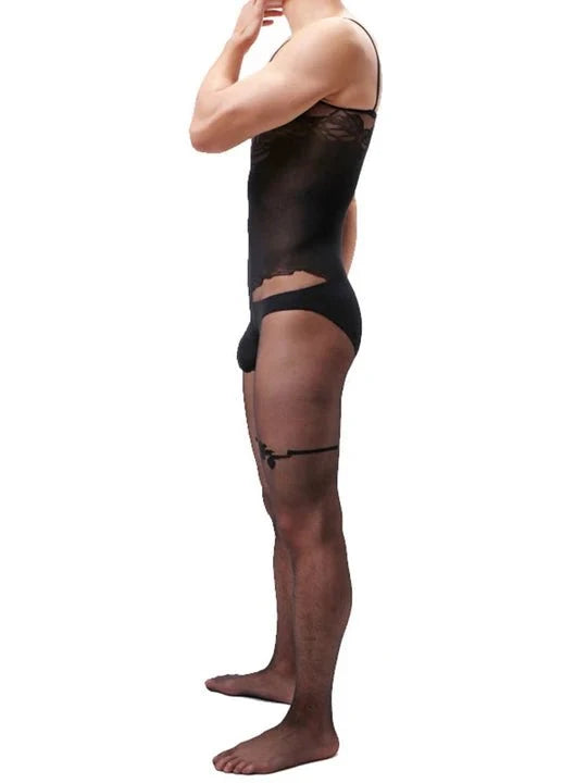 Camisole Jacquard Silky One Piece Stockings alternate view 3