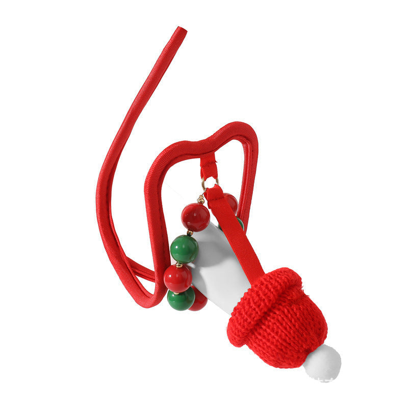Red Christmas Knit Hat Bead C String alternate view 4