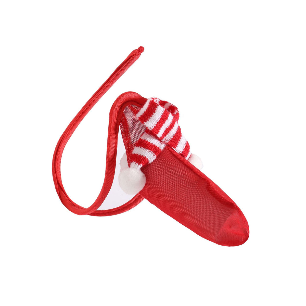 Red Christmas Knit Scarf Mesh C String side view