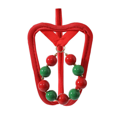 Christmas Knit Hat Bead C String front view