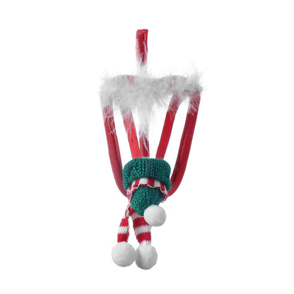 Green Christmas Elf Fur Trim C String Set front view