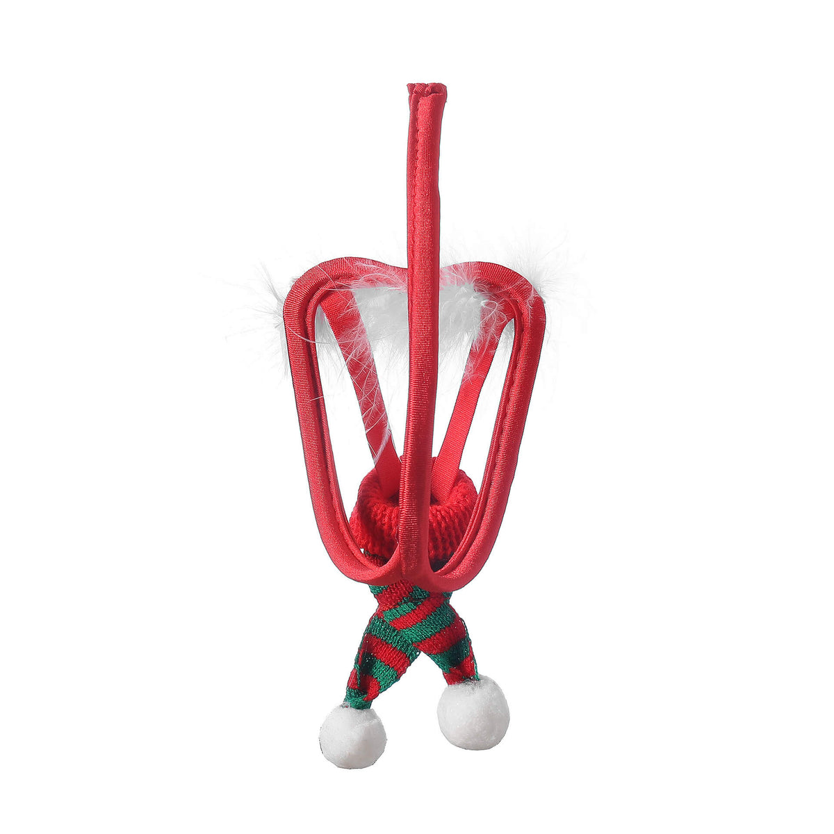Red Christmas Elf Fur Trim C String Set back view