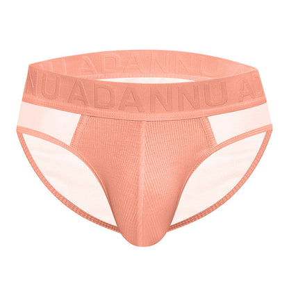 Coral Sheer Mesh Panel Contour Pouch Brief flat lay