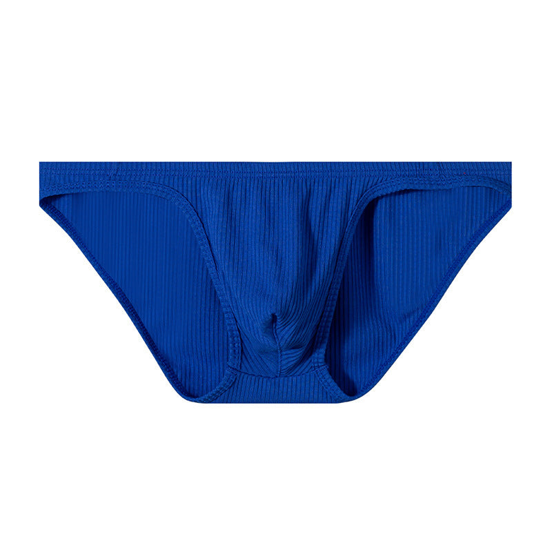 Flat Lay of blue Ribbed Cotton High Cut Sport Briefs