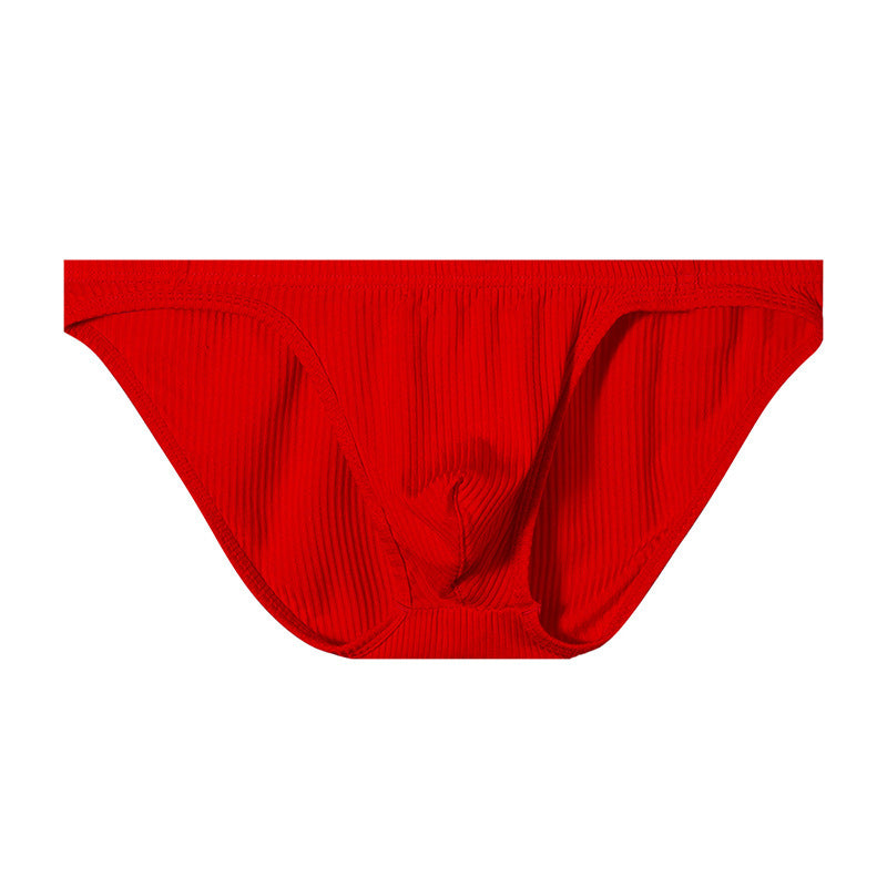 Flat Lay of red Ribbed Cotton High Cut Sport Briefs