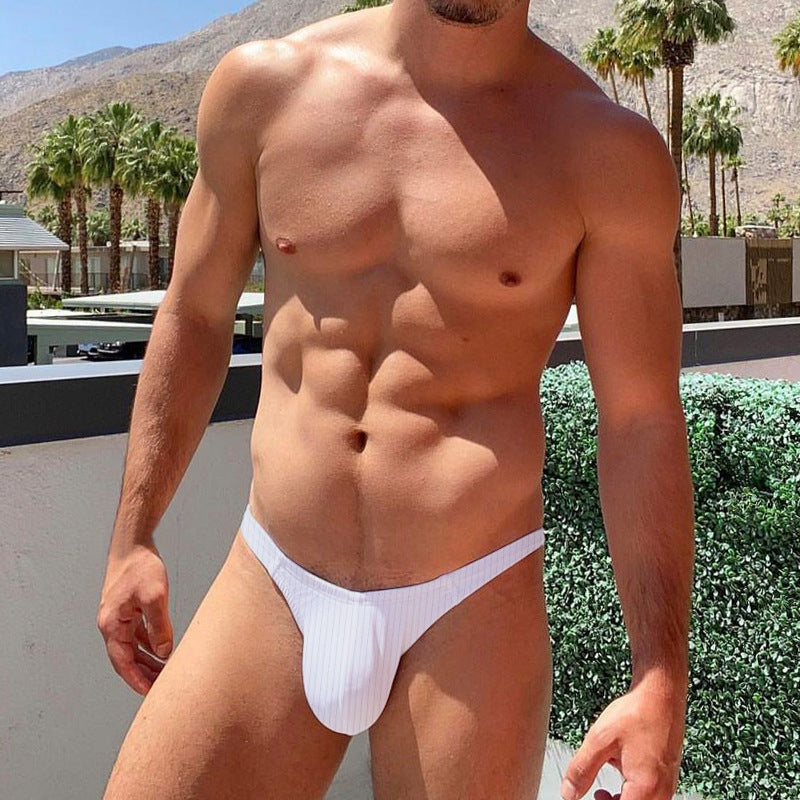 Ribbed Cotton High Cut Sport Briefs in white shown in front studio view