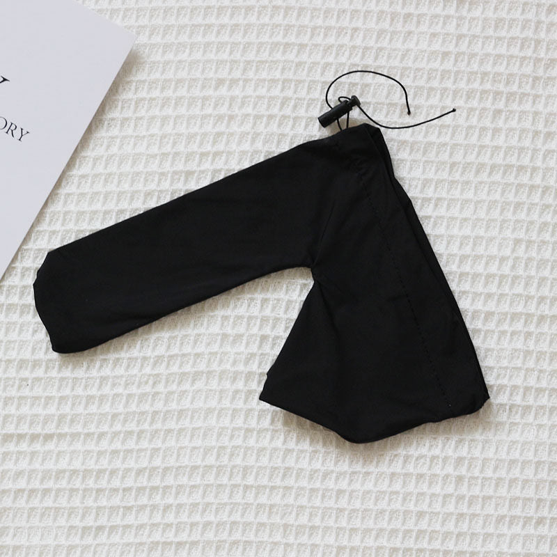 Black Soft Cotton Long Sleeve Drawstring Cock Sock detail view