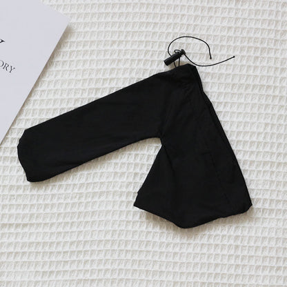 Black Soft Cotton Long Sleeve Drawstring Cock Sock detail view