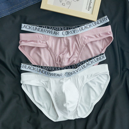 Ribbed Cotton Low Rise Briefs in white shown in flat lay