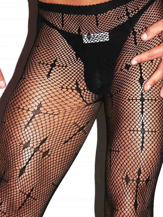Cross Pattern Fishnet Pantyhose alternate view 2