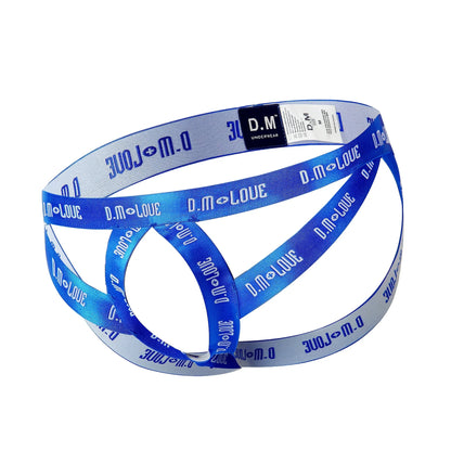 Blue Open Ring Crotchless Strappy Jockstrap front view