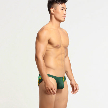 Green Varsity Back Print Silky Low Rise Briefs side view