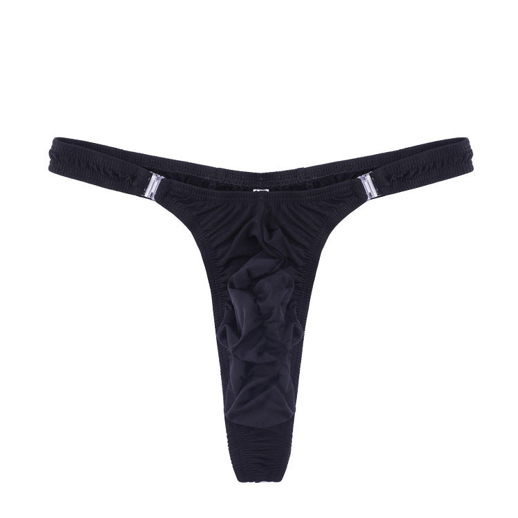 Flat lay of black Detachable Button Side Thong
